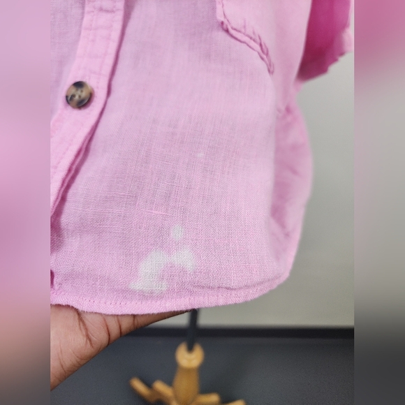 Zara Pink Button-Down Linen Shirt , sz MD - Picture 2 of 8